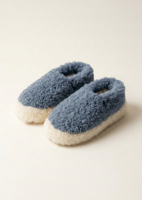 Sheep by the Sea Navy Wool Slippers | Unisex Irish Wool Slippers