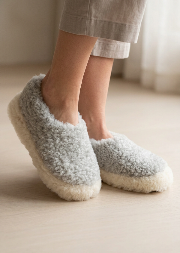 Sheep by the Sea Slippers | Grey