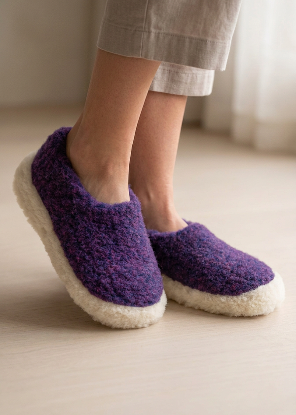 Sheep by the Sea Slippers | Purple