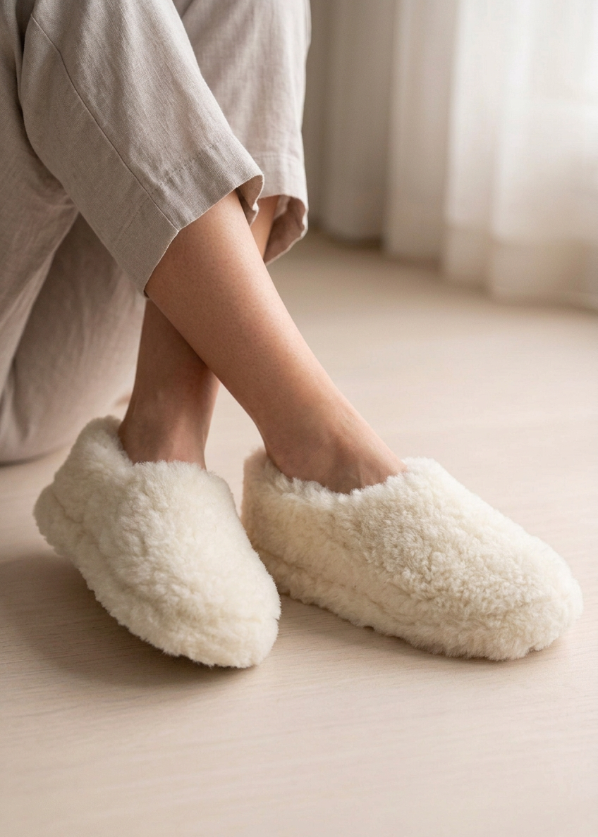 Sheep by the Sea Wool Slippers – Natural