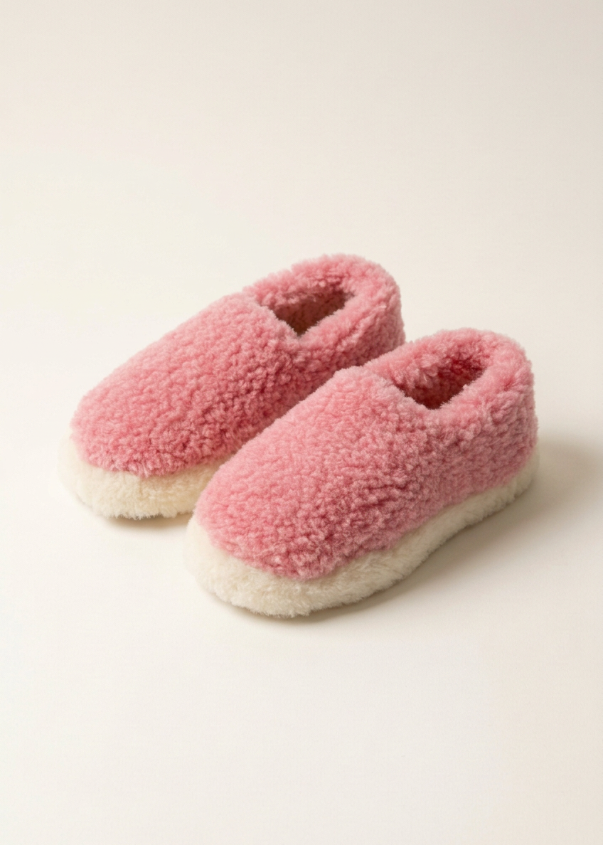 Sheep by the Sea Wool Slippers | Pink