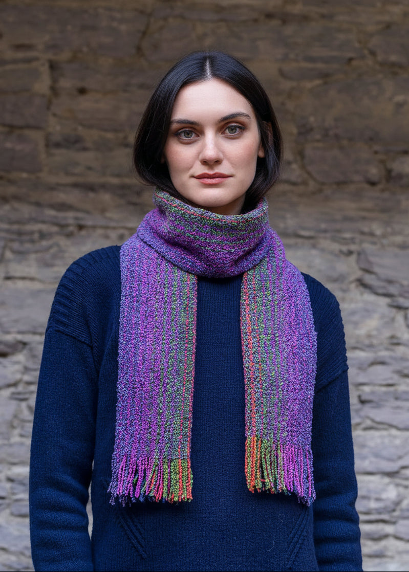 Mucros Skellig Scarf | Purple Orange Green