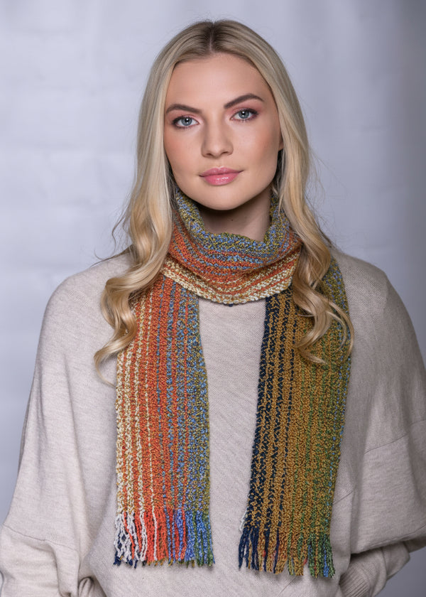 Mucros Skellig Scarf | Orange Yellow Navy