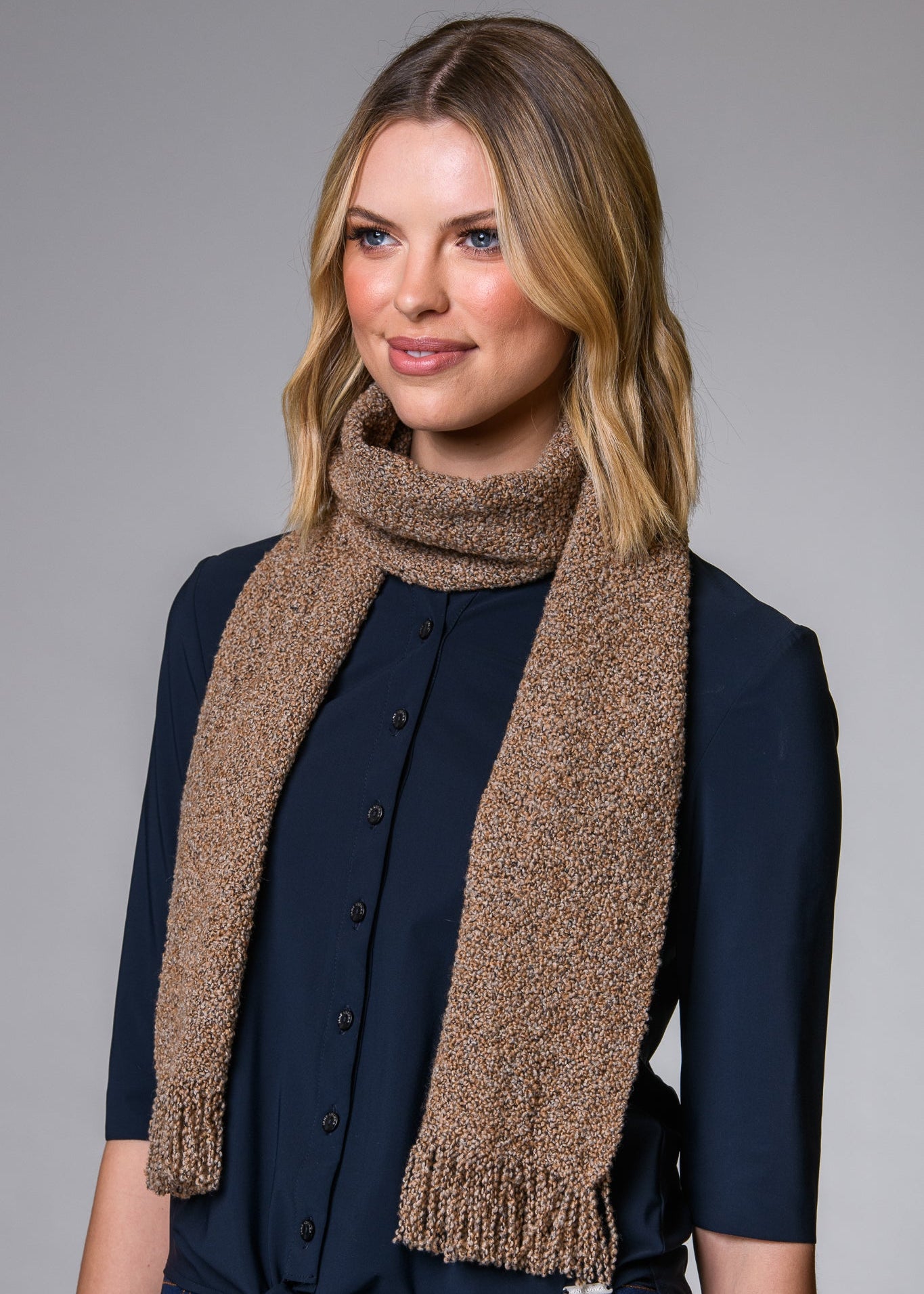 Mucros Skellig Scarf | Merino Wool Cashmere Scarf | Beige