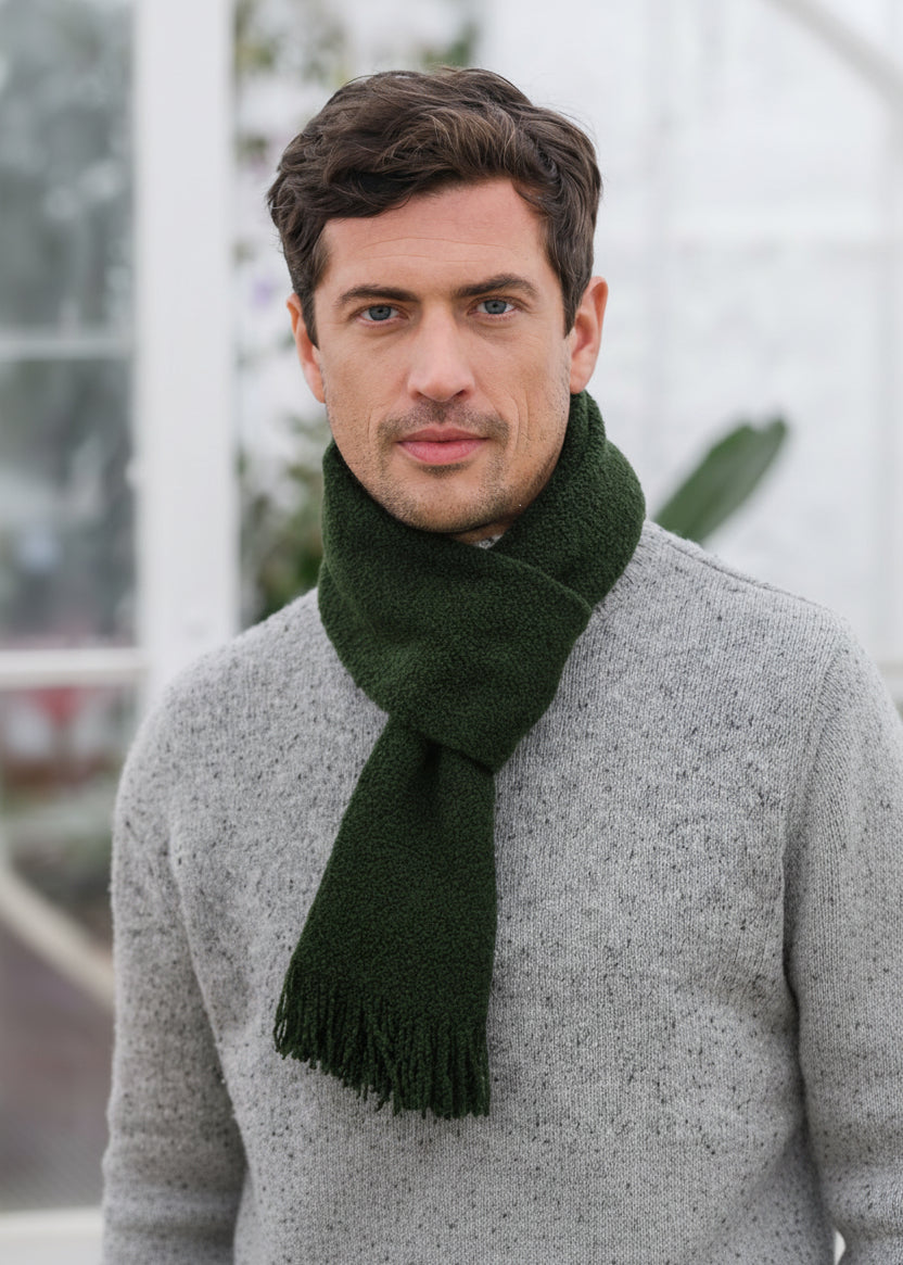 Mucros Skellig Scarf | Irish Merino Wool & Cashmere Blend | Green