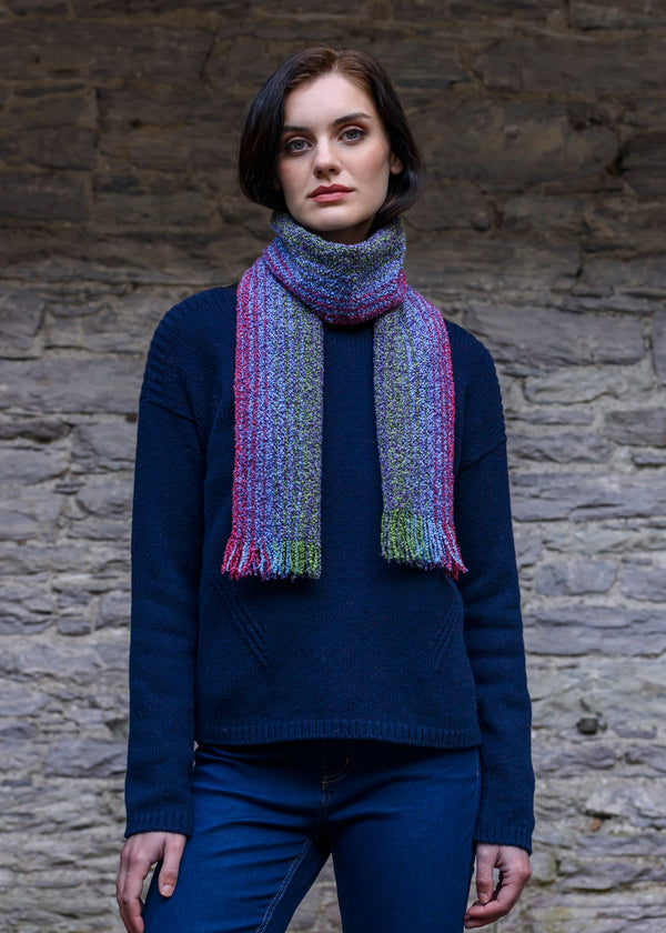 Mucros Skellig Blue Scarf - Irish Made Merino Wool & Cashmere