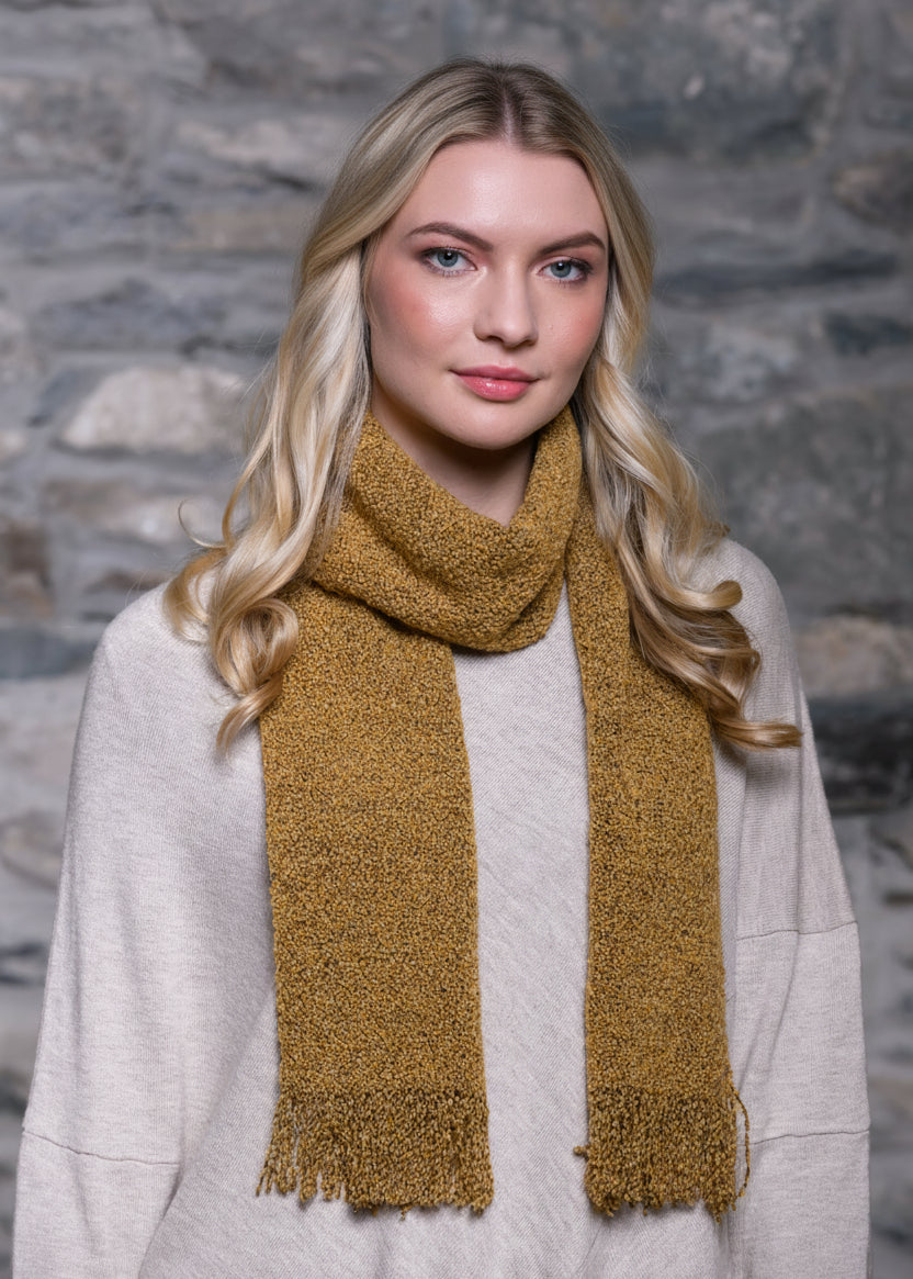 Mucros Skellig Scarf | Mustard Yellow Merino Wool & Cashmere Blend