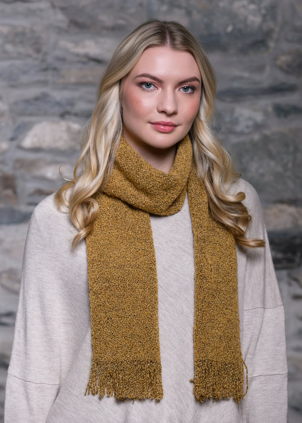 Mucros Skellig Scarf | Mustard Yellow Merino Wool & Cashmere Blend