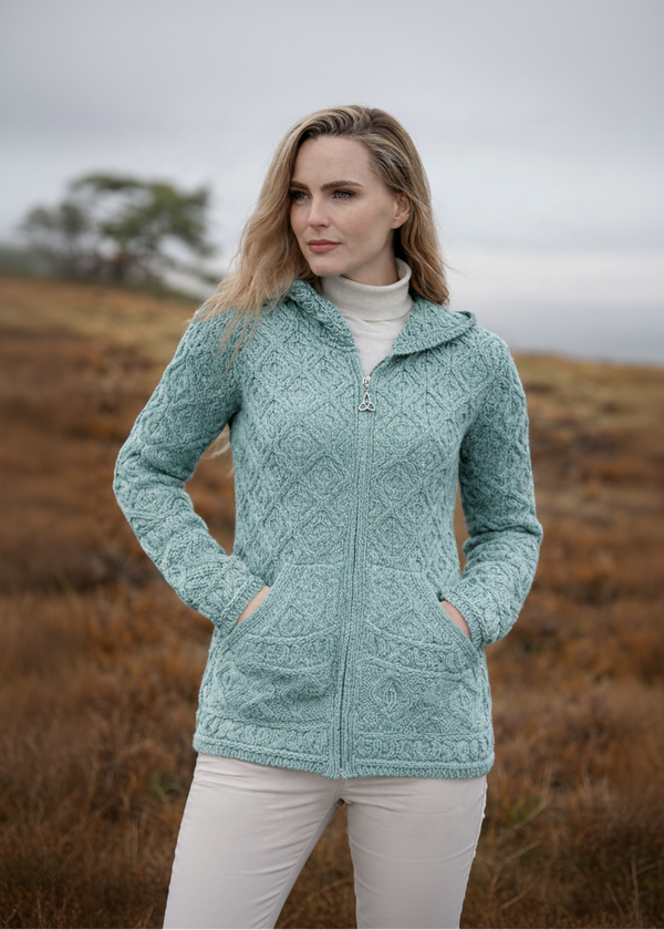 Skellig Aran Zip Cardigan With Hood | Mermaid