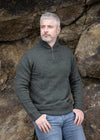 Mens Knitted Half Zip Pullover | Green Marl