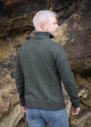 Mens Knitted Half Zip Pullover | Green Marl