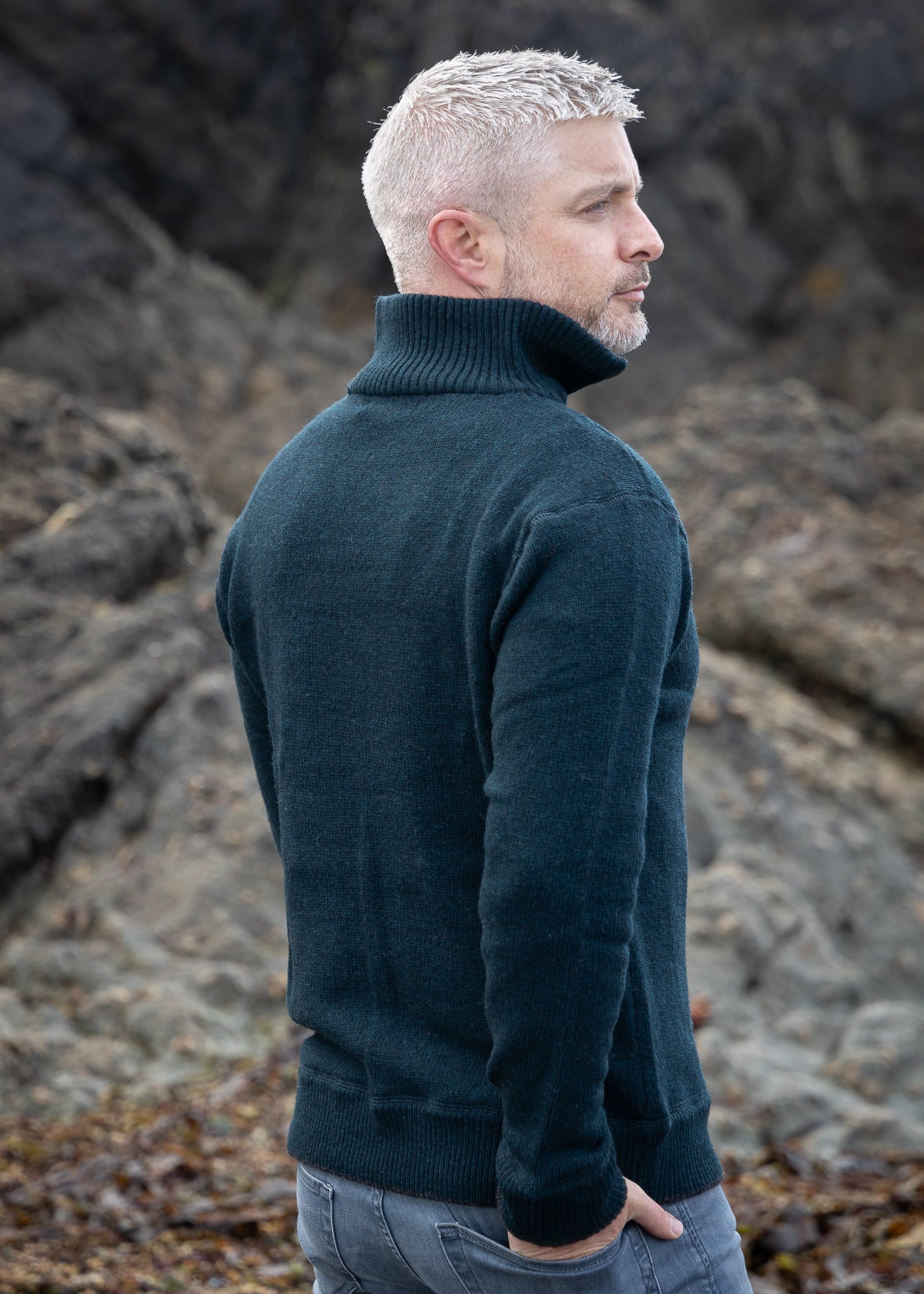 Mens Zip Sweater | Pine Green