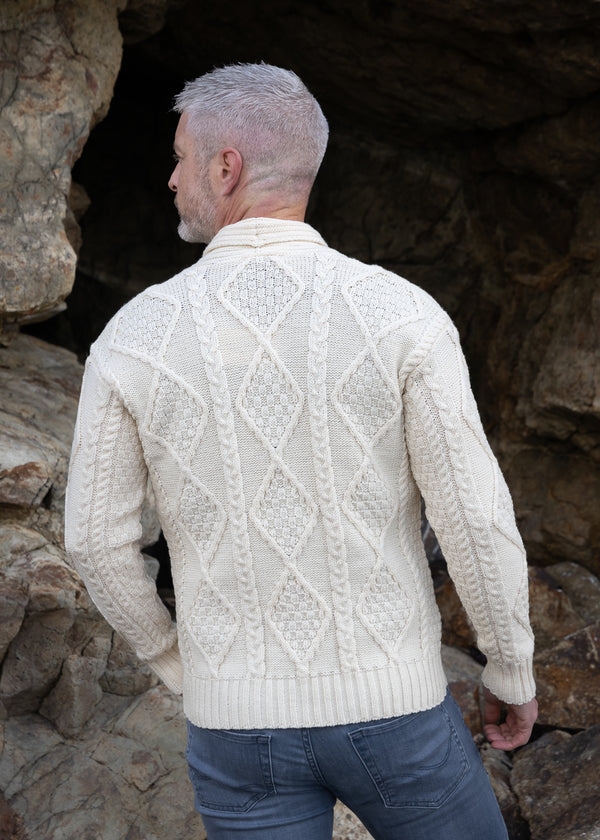 Men's Shawl Button Cardigan | Natural