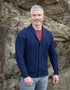 Aran Men's Shawl Button Cardigan | Blue