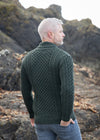 Aran Shawl Neck Sweater | Army Green