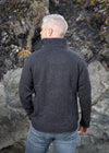 Mens Zip Lambswool Sweater | Charcoal