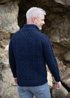 Aran Donegal Zip Sweater | Navy