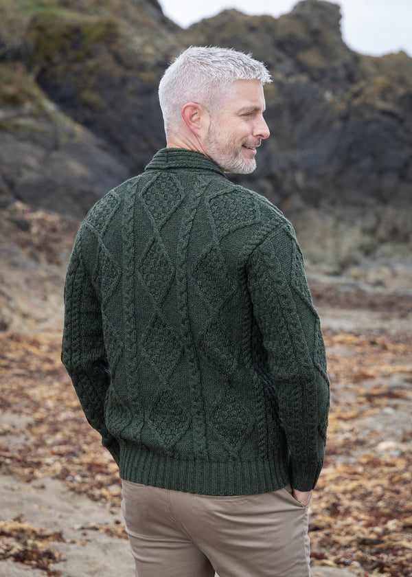 Men's Shawl Button Cardigan | Army Green