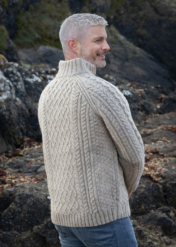 Aran Donegal Zip Sweater | Oatmeal