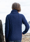 Claddagh Side Zip Aran Cardigan | Blue