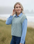 Women's V Neck Aran Vest | Sage Marl