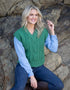 Women's V Neck Aran Vest | Green