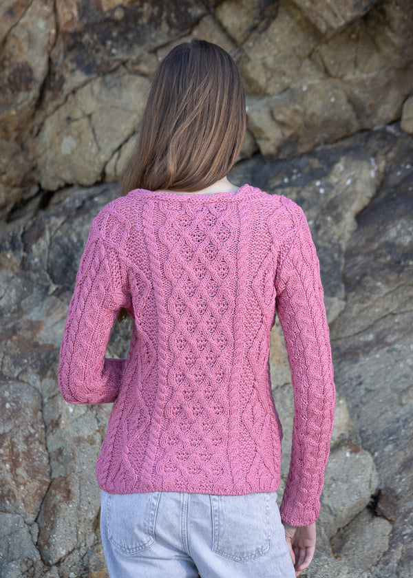 Women's Lambay Aran Sweater | Rosa Pink