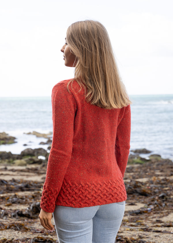 IrelandsEye Horseshoe Aran Cardigan | Chilli