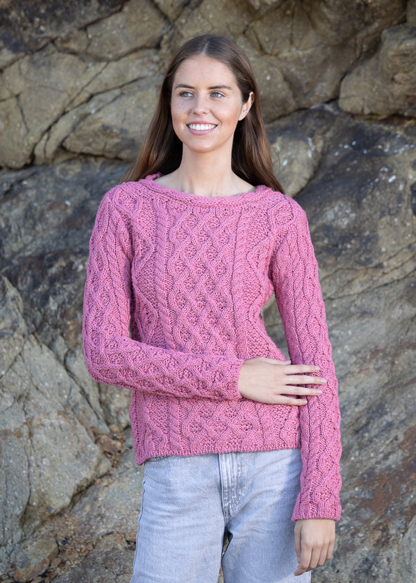 Women's Lambay Aran Sweater | Rosa Pink