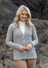 IrelandsEye Women's Horseshoe Aran Cardigan | Light Grey