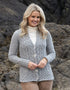 IrelandsEye Women's Horseshoe Aran Cardigan | Light Grey