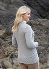 IrelandsEye Women's Horseshoe Aran Cardigan | Light Grey