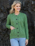 Inagh Ladies Aran Cardigan | Green