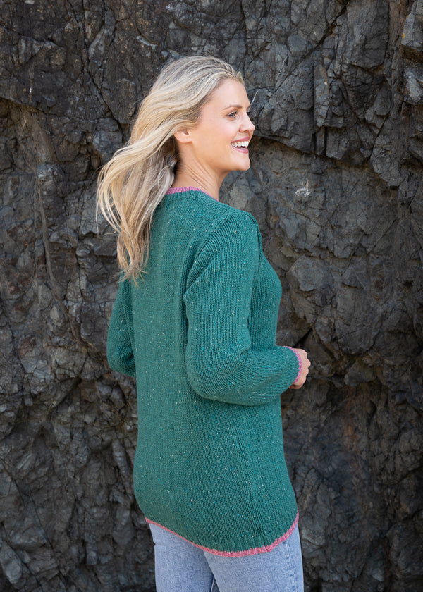 Slaney Crew Neck Sweater | Green Garden