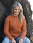 Ladies Slim-Fit Aran Sweater | Terracotta