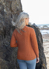 Ladies Slim-Fit Aran Sweater | Terracotta