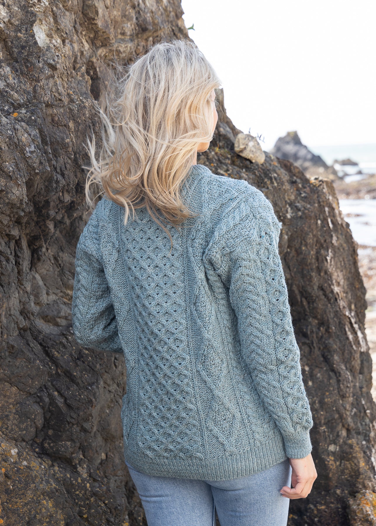 Aran Unisex Wool Sweater | Summer Storm