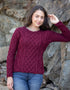 IrelandsEye Lambay Aran Sweater | Claret