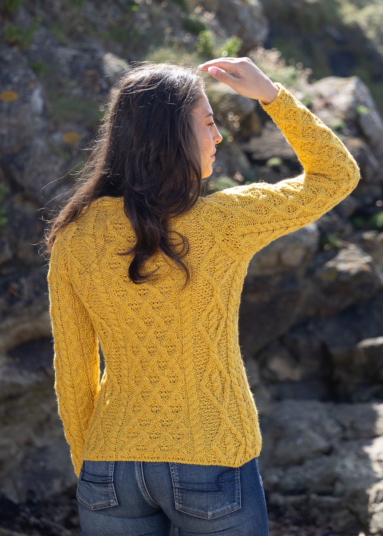 Women's Lambay Aran Sweater | Sunflower