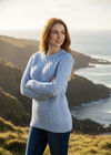Ladies Slim-Fit Aran Sweater | Sky Blue