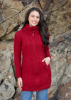 Aran Long Fitted Coat | Red