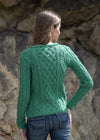 Women's Lambay Aran Sweater | Green Marl