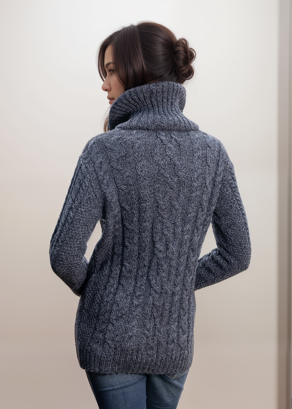 Aran Claddagh Zip Cardigan | Slate