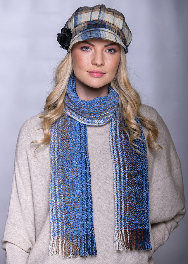 Mucros Skellig Scarf | Blue Mix Merino Wool & Cashmere