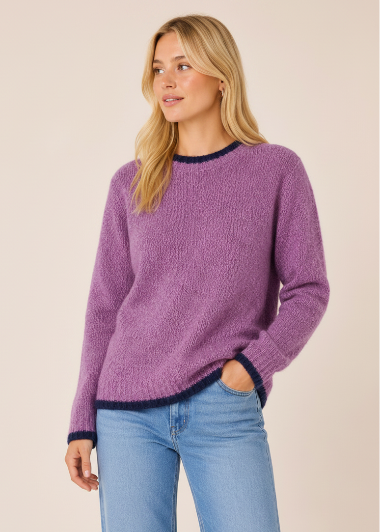 Slaney Crew Neck Sweater - Orchid | Wool Cashmere Blend | Irelands Eye Knitwear
