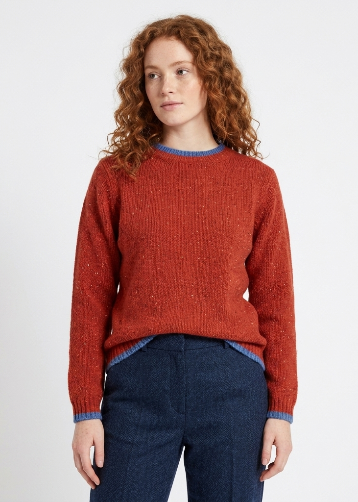 Slaney Crew Neck Sweater - Wool Cashmere Blend | Chilli Red