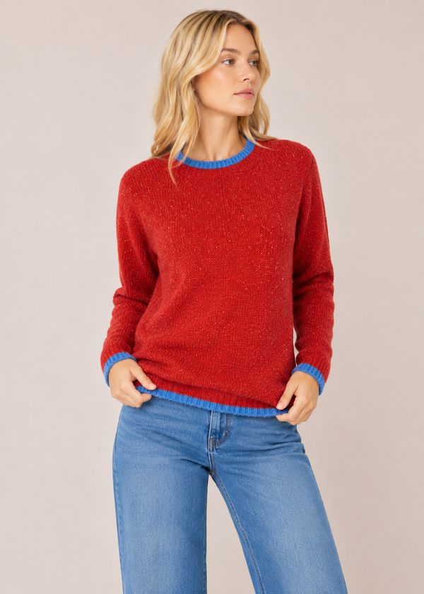 Slaney Crew Neck Sweater - Wool Cashmere Blend | Chilli Red