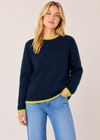 Slaney Crew Neck Sweater - Wool Cashmere Blend | Rich Navy
