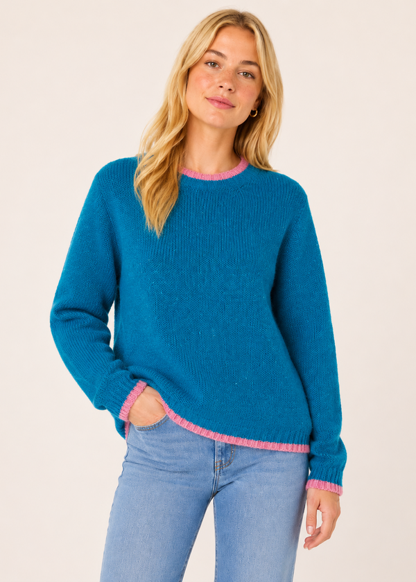 Slaney Crew Neck Sweater - Wool Cashmere Blend | Teal Harbour