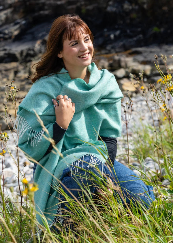 McNutt Pashmina Wrap | Spearmint Herringbone